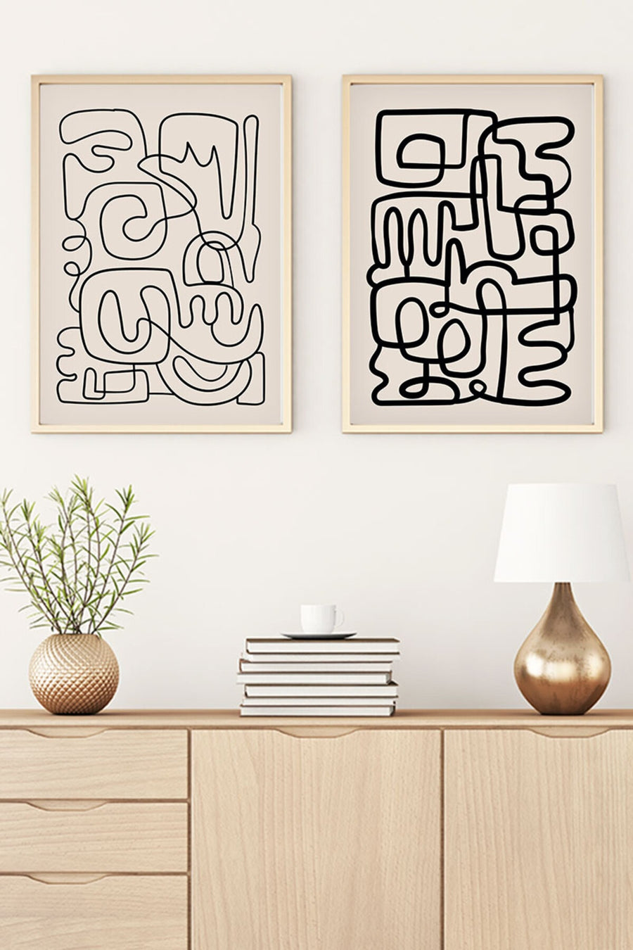 Soyut Çizgili Tablo Seti - Modern 2’li Set | huhu184