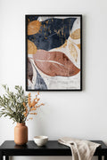 Doğal Ahşap Çerçeveli Yaprak Desenli Tablo - Modern | huhu1285