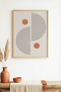 Doğal Ahşap Çerçeveli Geometrik Desenli Tablo - Pastel | huhu1389