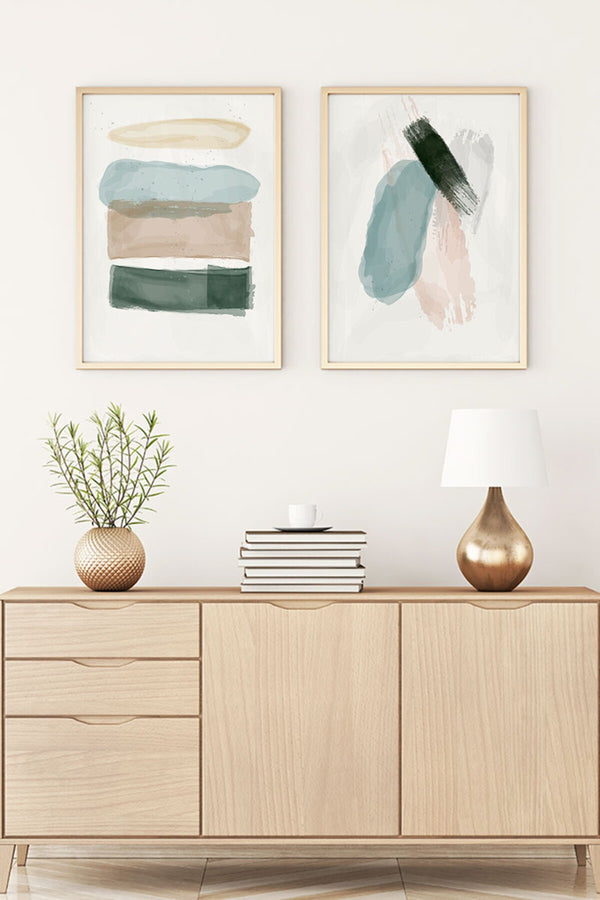 Soyut Desenli Pastel Tablo Seti - Modern 2’li Set | huhu103
