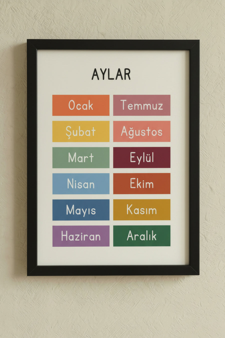 Montessori Eğitici Tablo Ahşap Çerçeveli Tablo Bebek Çocuk Odası Duvar Süsü UV Baskı