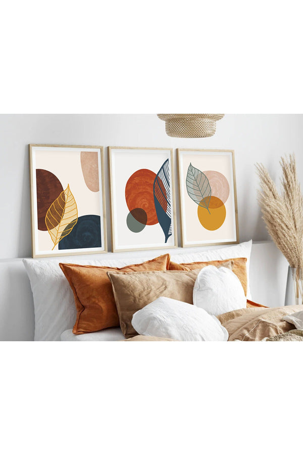 Geometrik Desenli Pastel Tablo Seti - Modern 3’lü Set | huhu209
