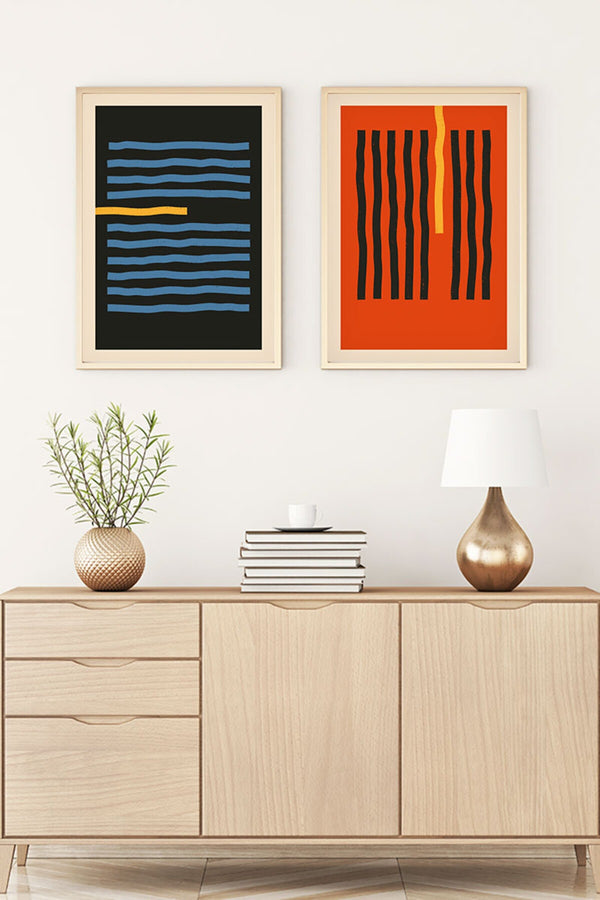 Soyut Desenli Modern Tablo Seti - Canlı Renkler 2’li Set | huhu129