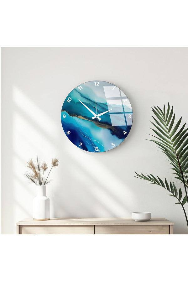 Modern Mavi Desenli Duvar Saati - Şık Tasarım | Huhu342