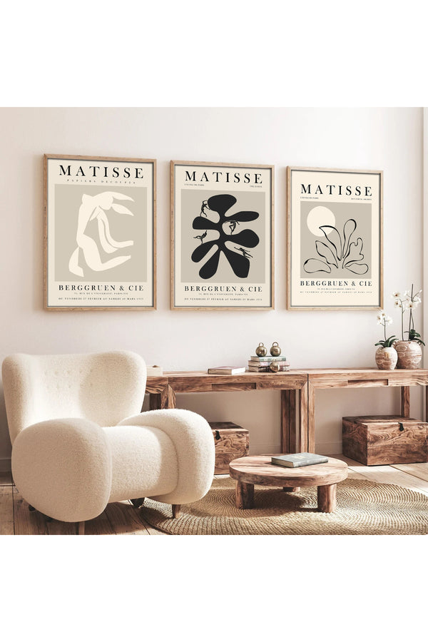 Soyut Desenli Matisse Tablo Seti - Modern 3’lü Set | huhu252