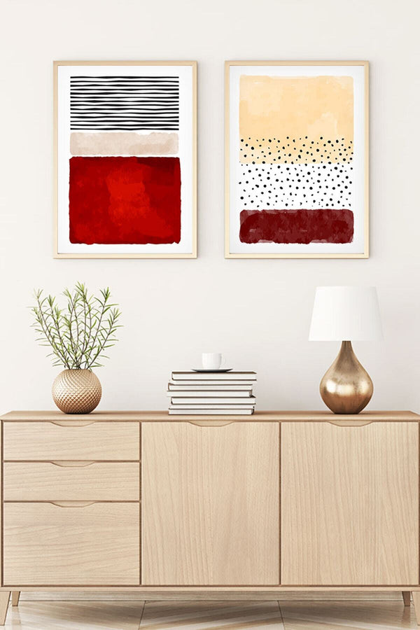 Geometrik Desenli Modern Tablo Seti - 2’li Set | huhu56