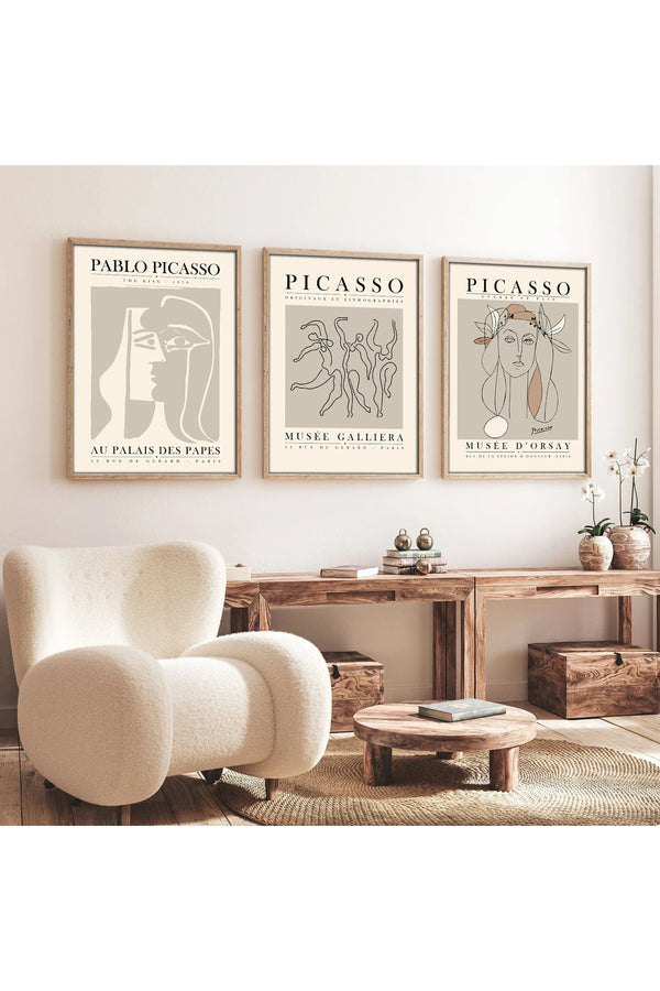 Soyut Desenli Picasso Tablo Seti - 3’lü Çerçeveli Set | huhu256