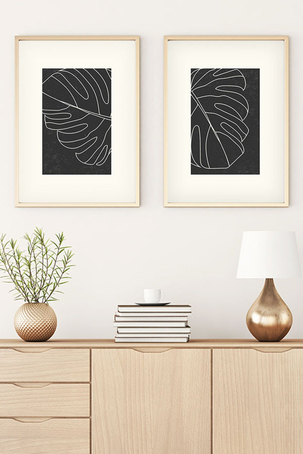 Minimalist Monstera Desenli Tablo Seti - 2’li Set | huhu20