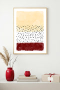Doğal Ahşap Çerçeveli Soyut Desenli Tablo - Pastel Tonlar | huhu1376