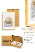 Doğal Ahşap Çerçeveli Soyut Daire Desenli Tablo - Pastel | huhu1029