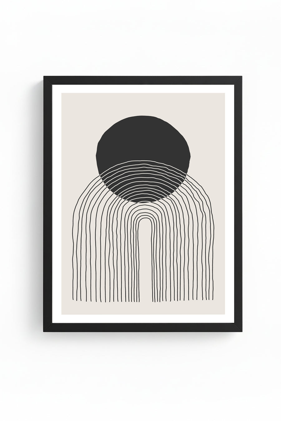 Doğal Ahşap Çerçeveli Minimalist Desenli Tablo - Soyut | huhu1033
