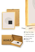 Doğal Ahşap Çerçeveli Minimal Desenli Tablo - Soyut | huhu1436