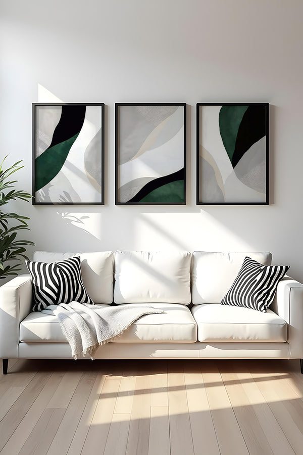 Soyut Desenli Modern Tablo Seti - 3’lü Çerçeveli Set | huhu229
