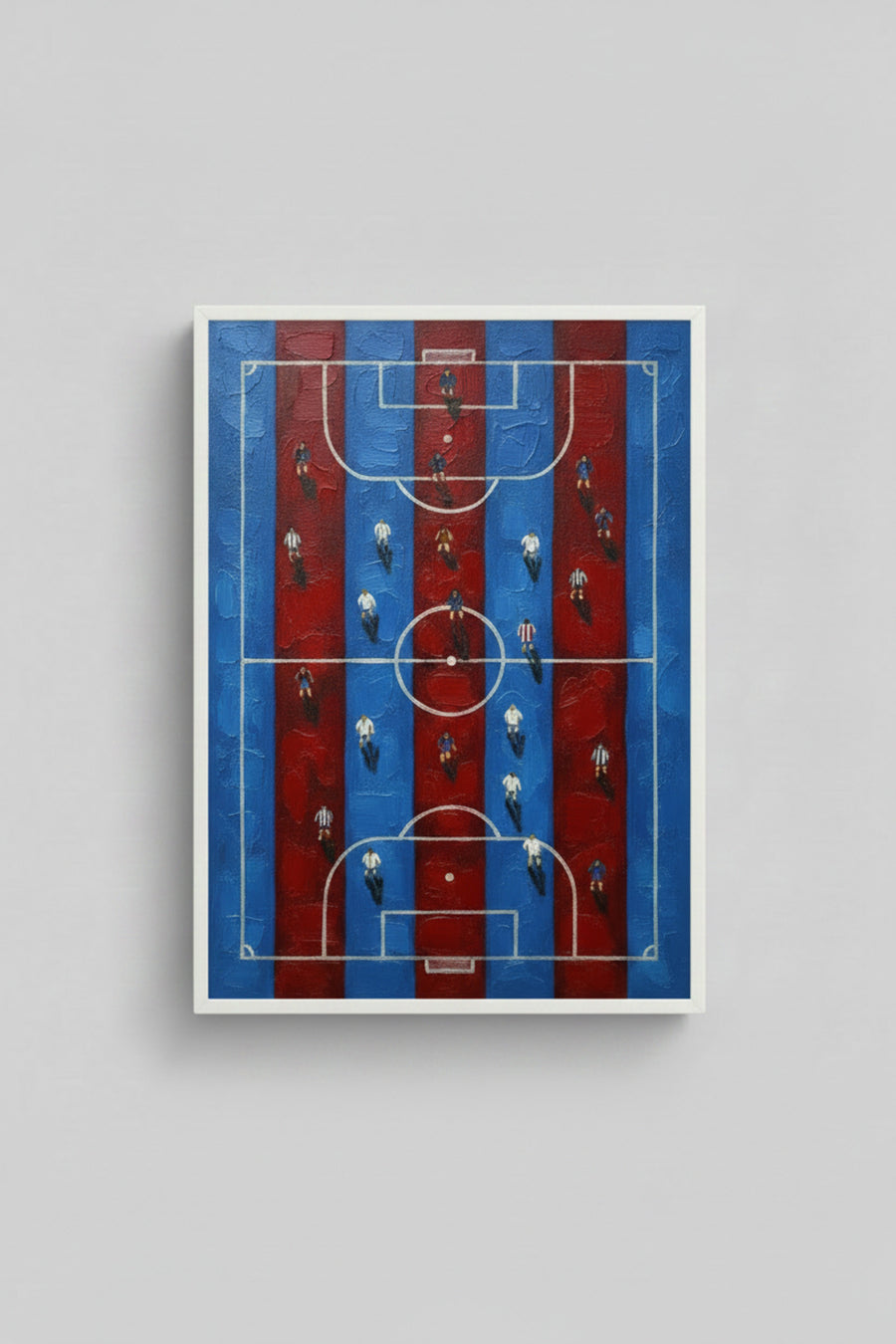 Huhu3123 Bordo Mavi Çizgili Futbol Sahası Beyaz Çerçeveli Tablo Stadyum Taraftar