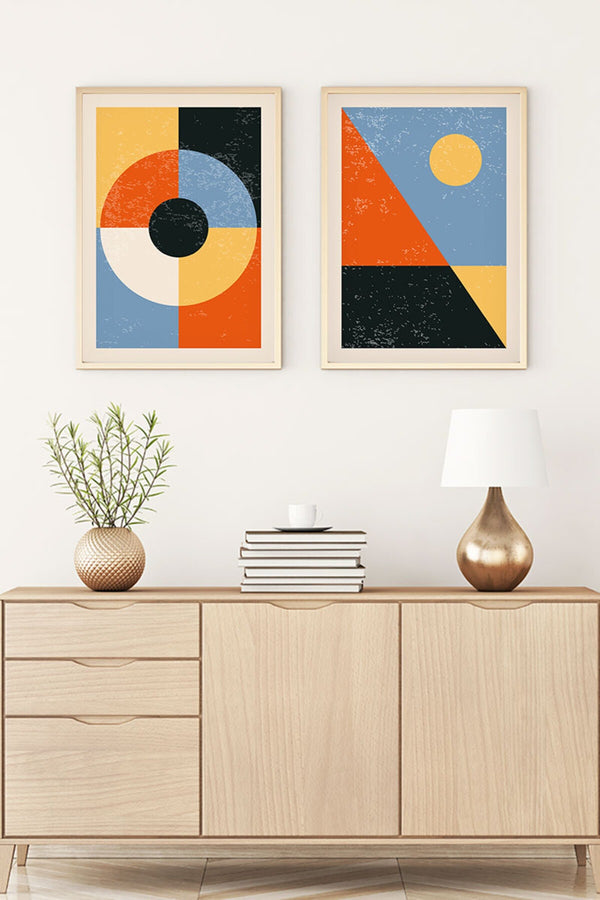 Geometrik Desenli Renkli Tablo Seti - 2'li Set | huhu10