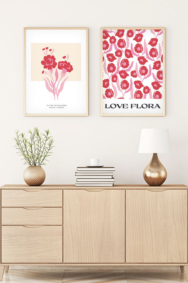 Çiçek Desenli Modern Tablo Seti - Pastel 2’li Set | huhu169