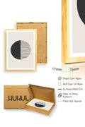 Doğal Ahşap Çerçeveli Minimal Geometrik Desenli Tablo - Pastel | huhu1559