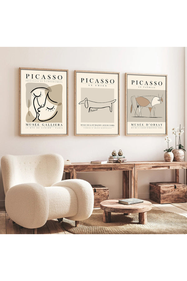 Soyut Desenli Picasso Tablo Seti - Modern 3’lü Set | huhu253