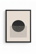 Doğal Ahşap Çerçeveli Minimal Geometrik Desenli Tablo - Pastel | huhu1030