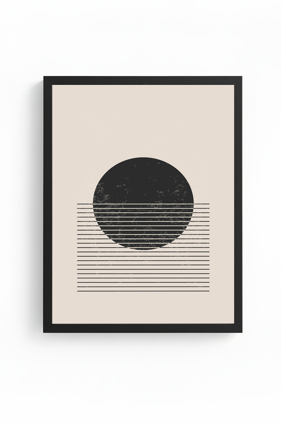 Doğal Ahşap Çerçeveli Minimal Geometrik Desenli Tablo - Pastel | huhu1030