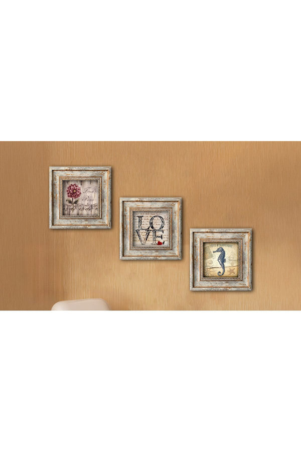 Antik Çerçeveli Tablo Seti - 3’lü Vintage Dekorasyon | Huhu320
