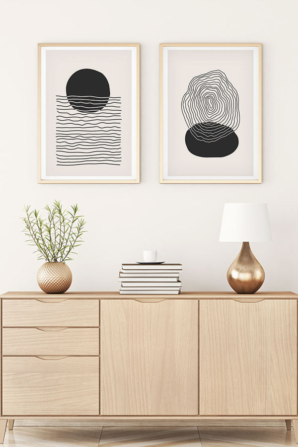 Soyut Geometrik Tablo Seti - Modern 2’li Set | huhu138