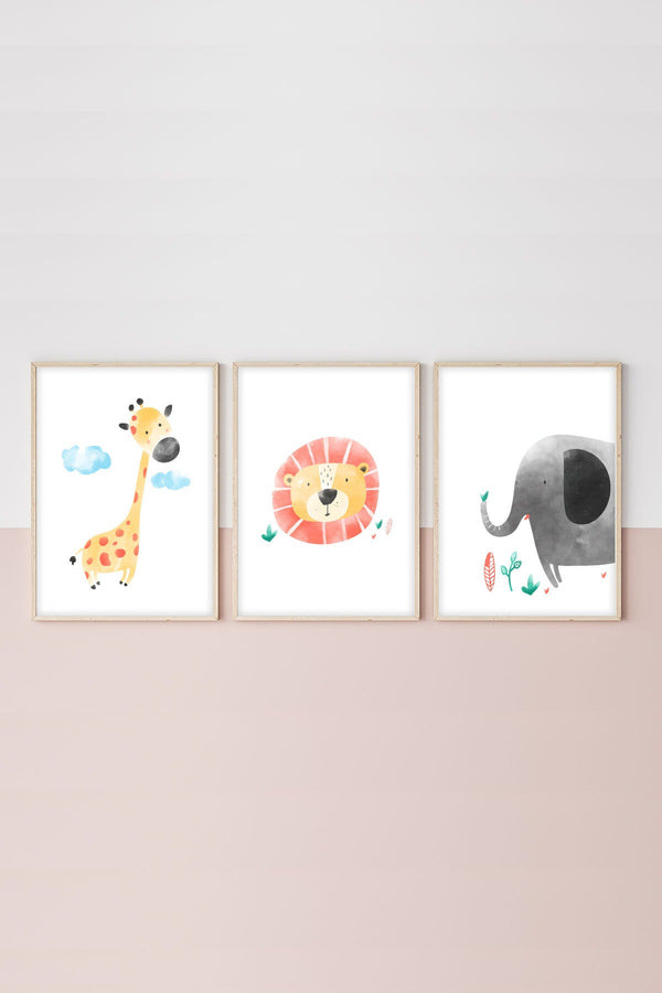 Renkli Hayvan Figürleri Tablo Seti - Modern 3’lü Set | huhu150