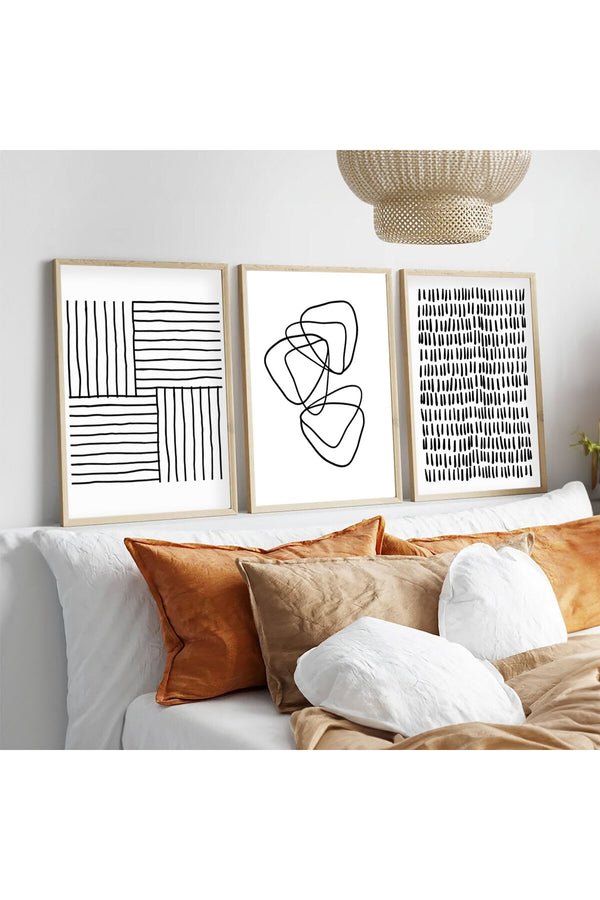 Soyut Desenli Modern Tablo Seti - Minimal 3’lü Set | huhu239