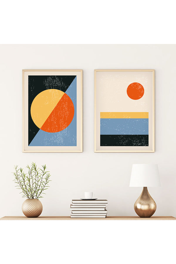 Soyut Geometrik Tablo Seti - Canlı Renkler 2’li Set | huhu11