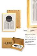 Doğal Ahşap Çerçeveli Minimalist Desenli Tablo - Soyut | huhu1033