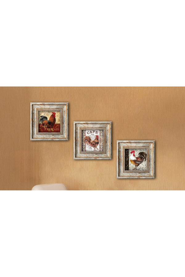Kahve Temalı Şık Tablo Seti - 3’lü Vintage Çerçeve | Huhu326