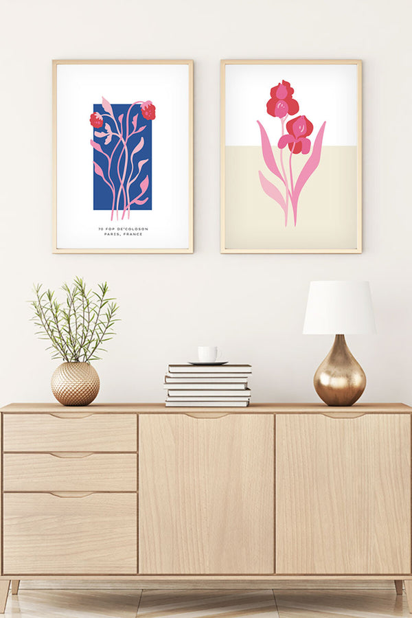 Soyut Çiçek Desenli Tablo Seti - Modern 2’li Set | huhu167