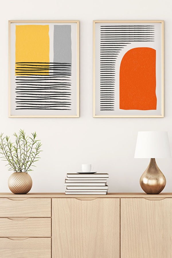 Geometrik Desenli Renkli Tablo Seti - Modern 2’li Set | huhu51