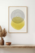 Doğal Ahşap Çerçeveli Minimal Çizgili Desenli Tablo - Pastel | huhu1562