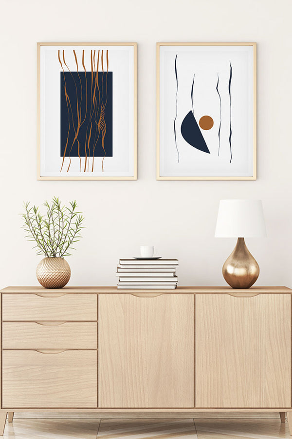 Soyut Desenli Modern Tablo Seti - 2’li Set | huhu108