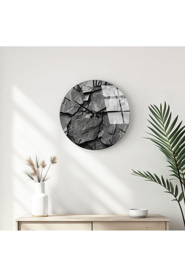 Modern Siyah-Beyaz Desenli Duvar Saati - 30 cm | Huhu328