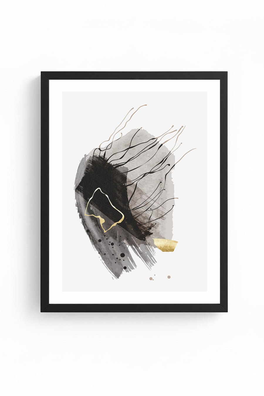 Doğal Ahşap Çerçeveli Soyut Minimalist Tablo - Pastel Tonlar | huhu1021