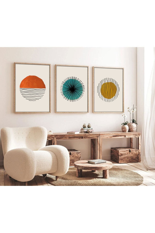 Geometrik Desenli Modern Tablo Seti - 3’lü Set | huhu12