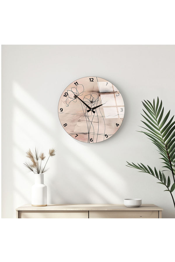 Modern Çiçek Desenli Duvar Saati - Şık Pembe Tasarım | Huhu343