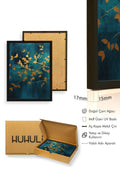 Doğal Ahşap Çerçeveli Yaprak Desenli Tablo - Canlı Tonlar | huhu1332