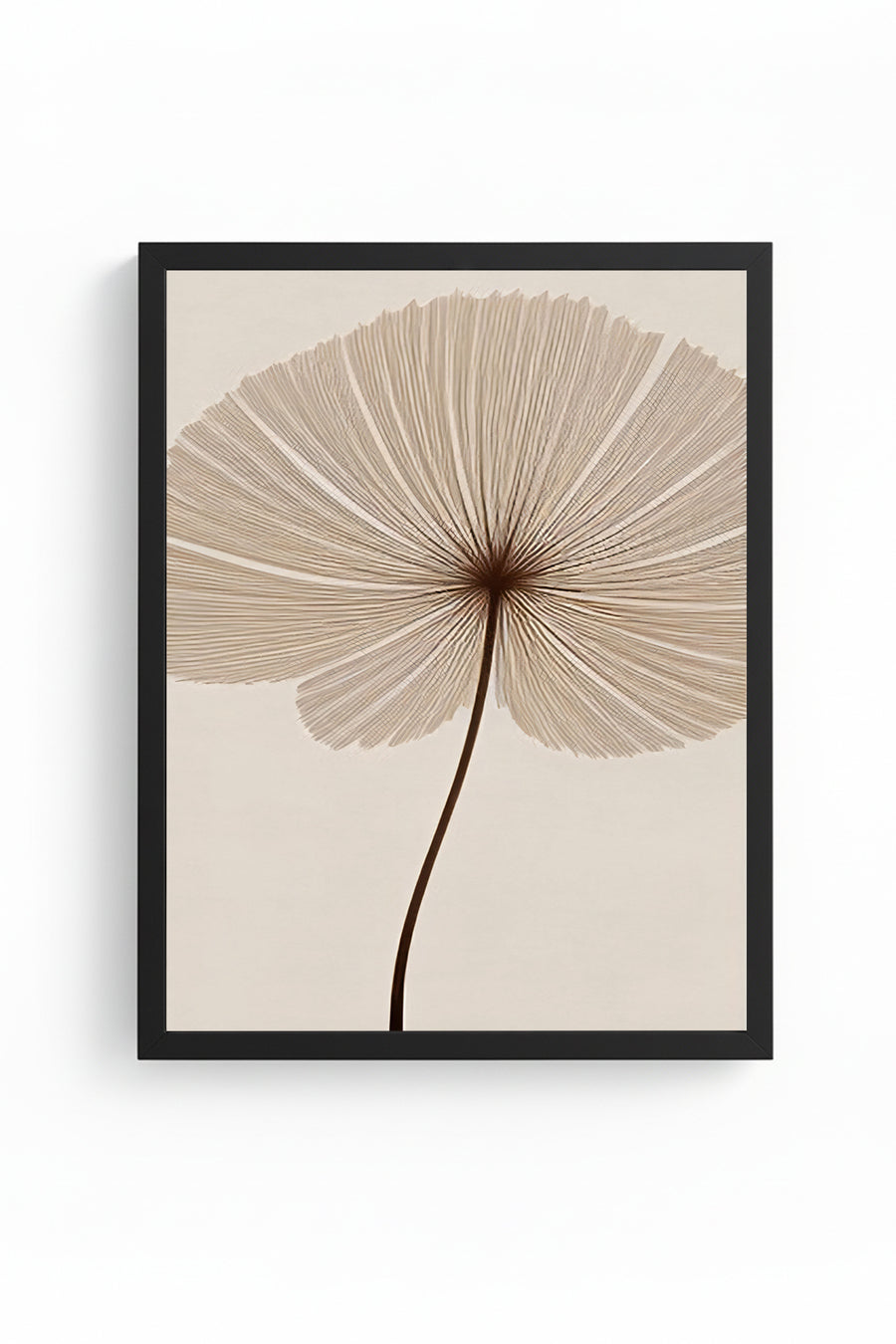 Doğal Ahşap Çerçeveli Minimal Yaprak Desenli Tablo - Pastel | huhu1321