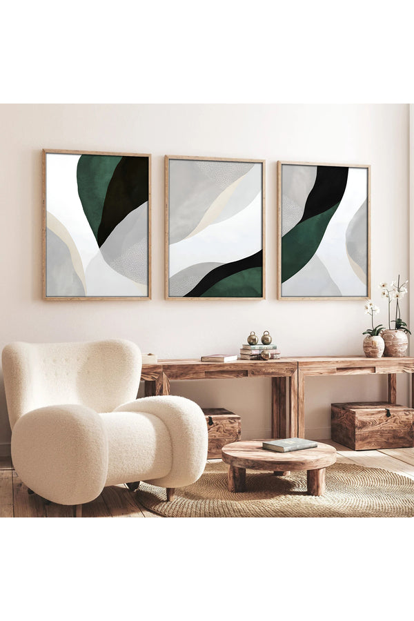 Soyut Desenli Modern Tablo Seti - 3’lü Çerçeveli Set | huhu229