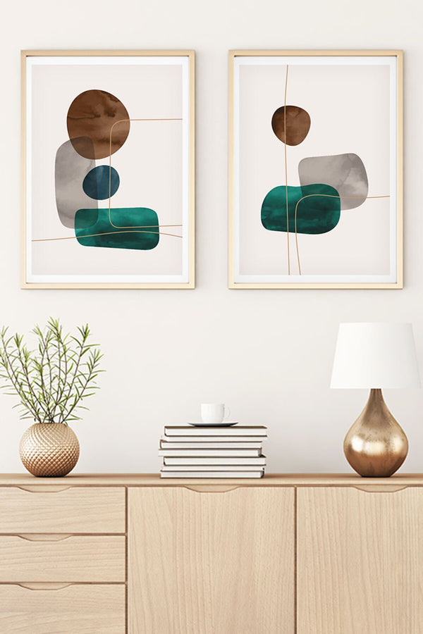 Geometrik Desenli Minimalist Tablo Seti - 2’li Set | huhu29