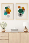 Geometrik Desenli Canlı Renkli Tablo Seti - Modern 2’li Set | huhu32
