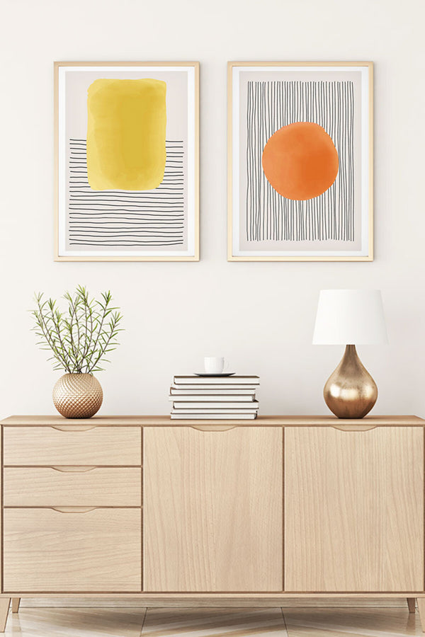 Soyut Desenli 2’li Tablo Seti - Modern Renkler | huhu135