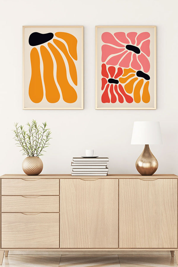 Soyut Desenli Renkli Tablo Seti - Modern 2’li Set | huhu176