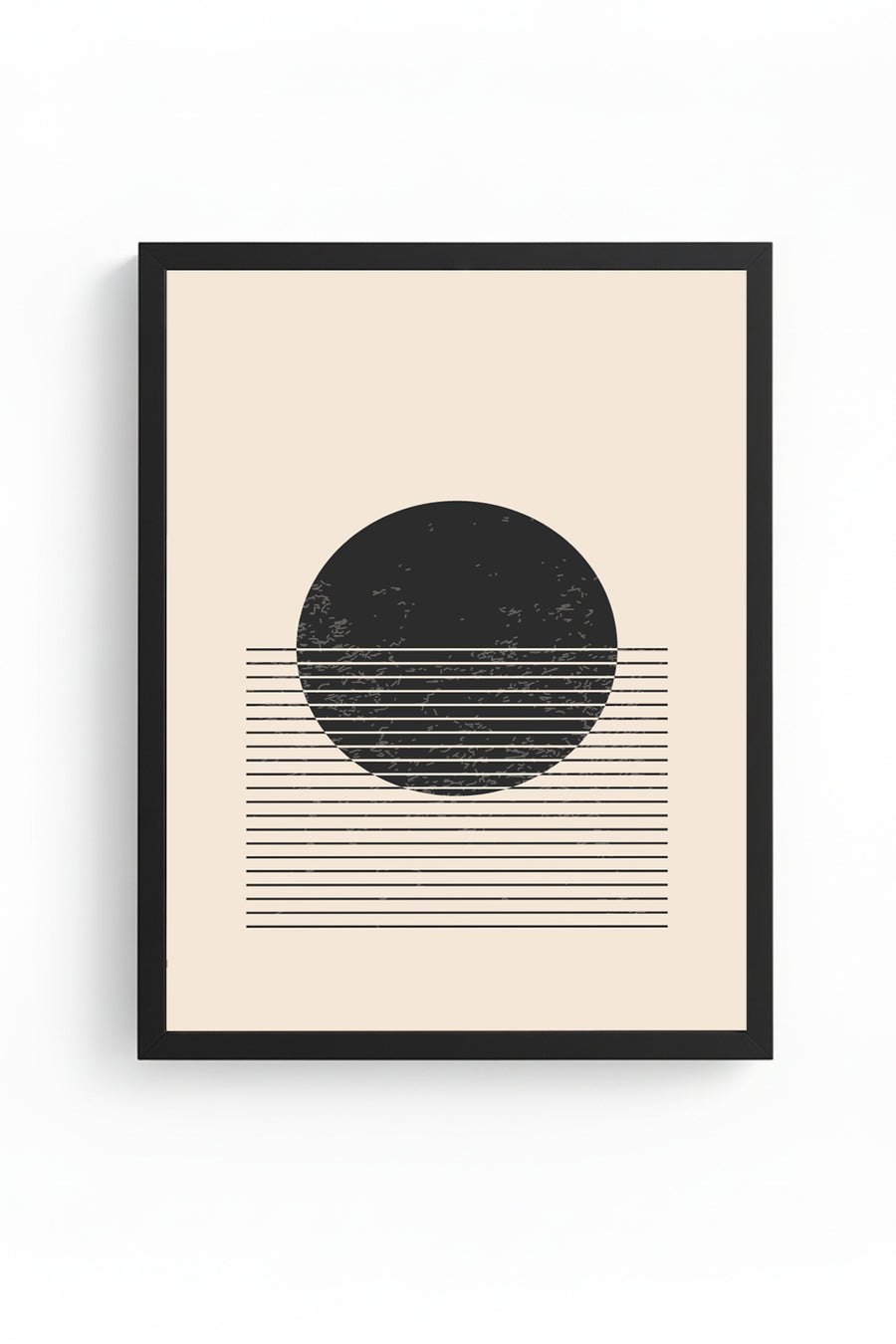 Doğal Ahşap Çerçeveli Geometrik Desenli Tablo - Minimal | huhu1427