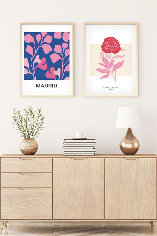 Geometrik Desenli Mavi-Pembe Tablo Seti - Modern 2’li Set | huhu175