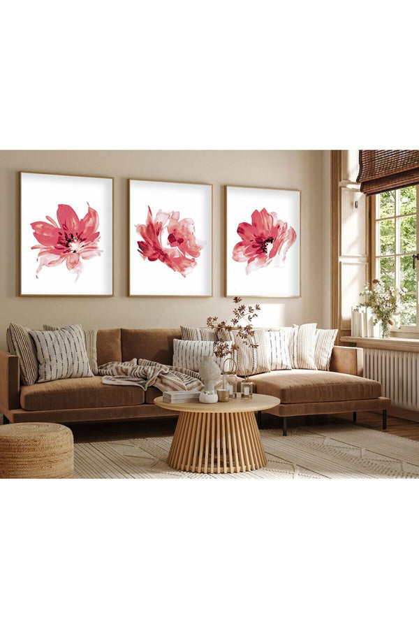 Çiçek Desenli Modern Tablo Seti - 3’lü Set | huhu216