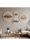 Geometrik Desenli Pastel Tablo Seti - 4'lü Yuvarlak Set| huhu299
